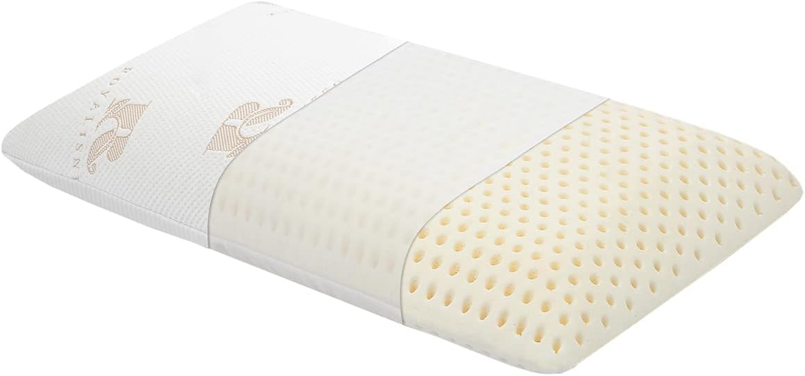 D-L107 Royalisneeo 100% Talalay Natural Latex Pillow, Medium Support Bed Pillow Helps Relieve Pressure,Perfect Package Best Gift with Removable Cotton Cover for Back, Stomach and Side Sleepers