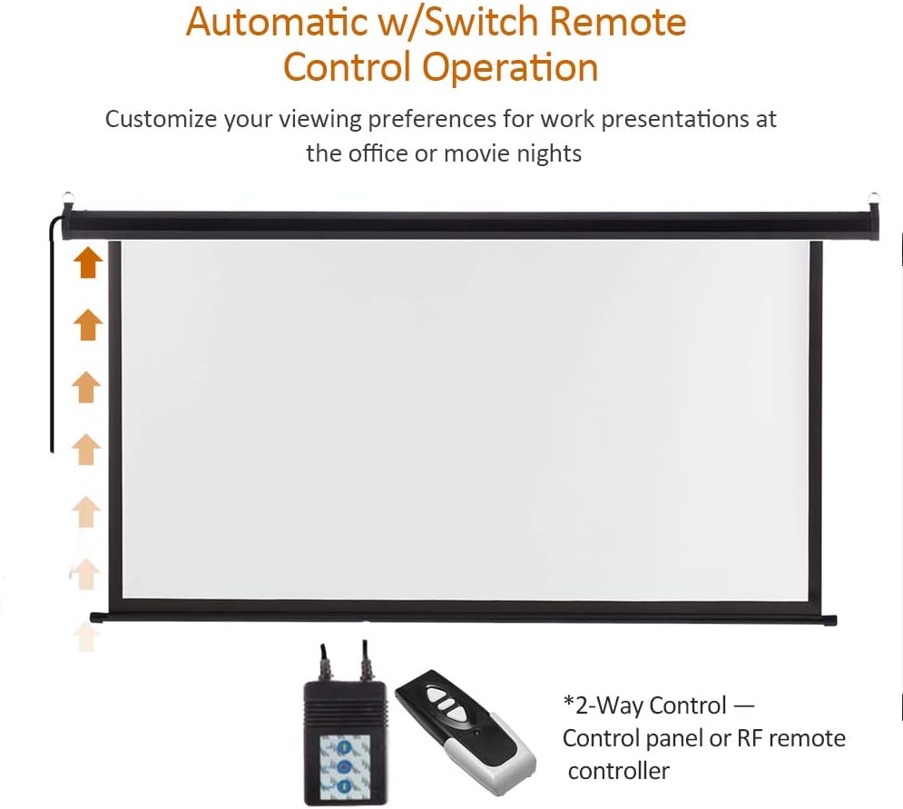 A-L79 Auto Motorized Projector Screen w/Remote Control, 4:3 Aspect Ratio,  120&quot; (Black Frame)