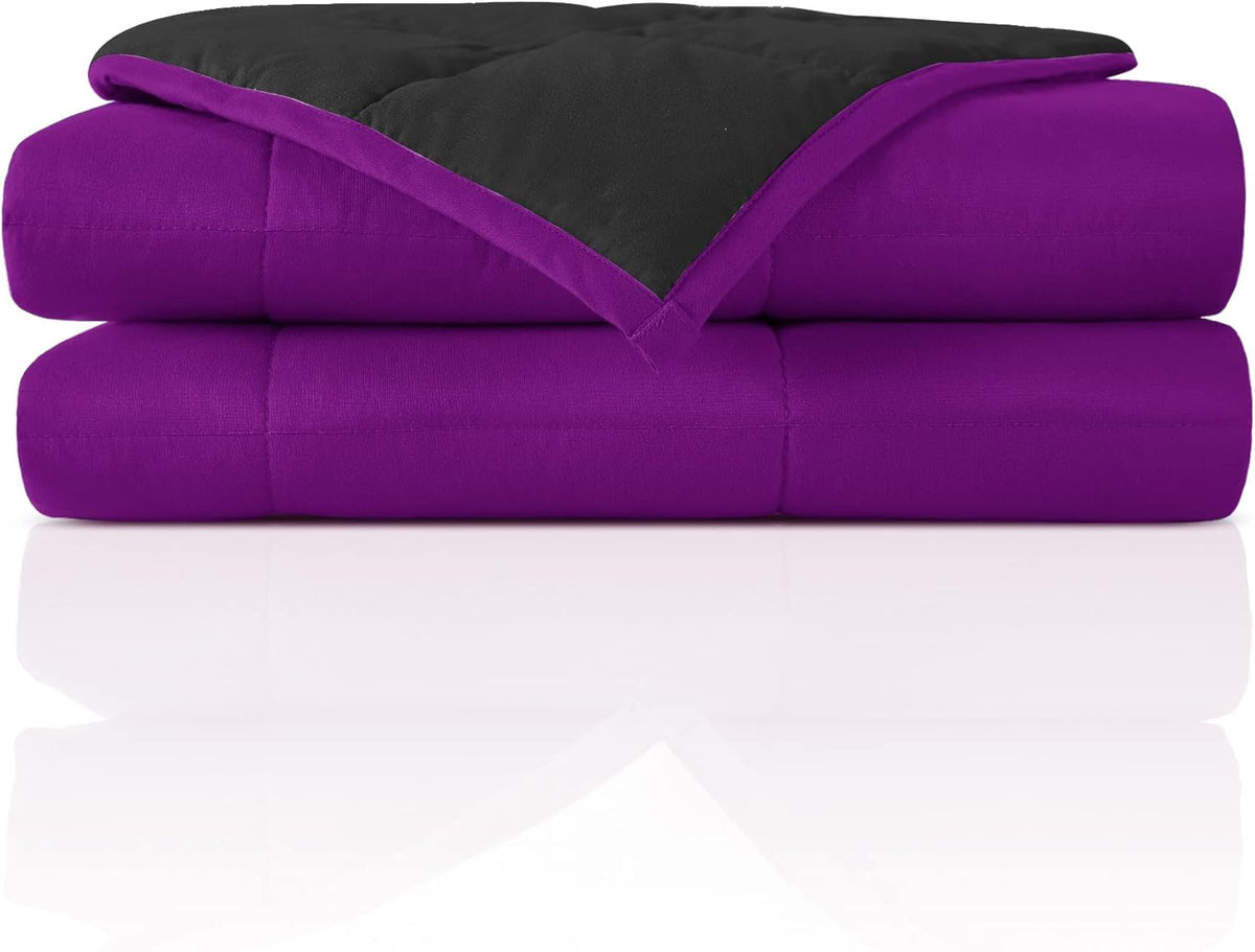 A-L84 JOYCHING Weighted Blanket 25lb King 86&quot;x92&quot; (Black/Purple) *Colors Differ from Stock Photo*