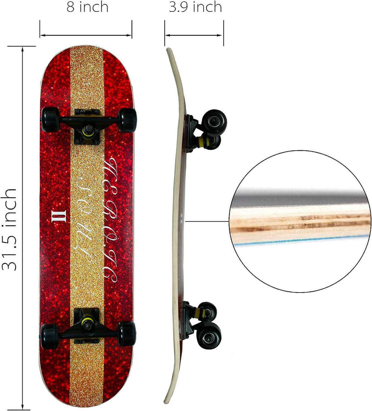 A-L74 JECOLOS Heroic Soul II Skateboard 31&quot;x8&quot;