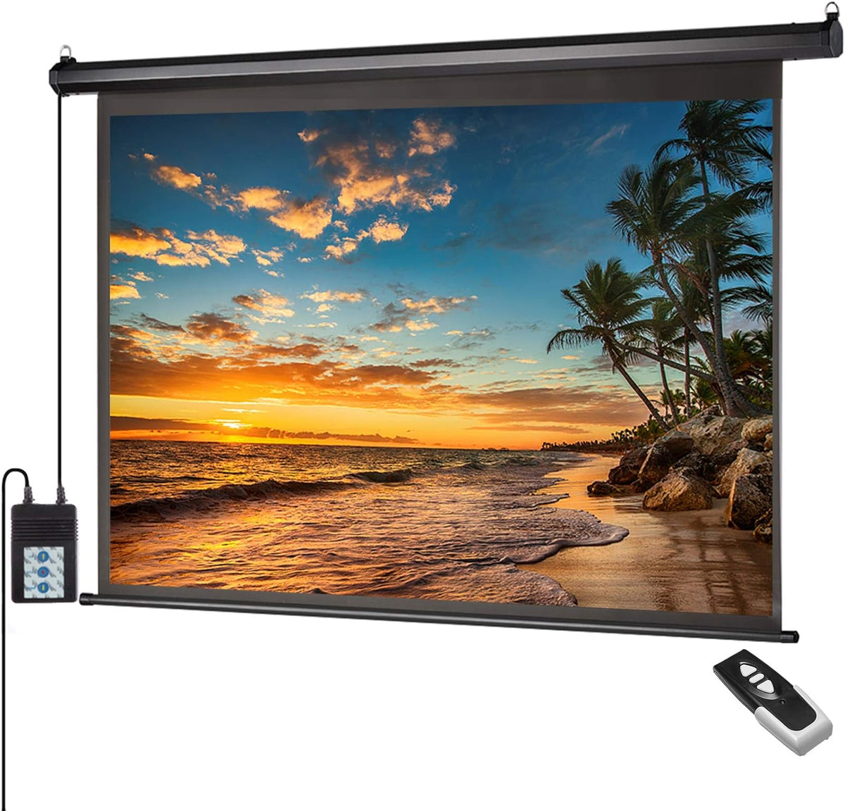 A-L79 Auto Motorized Projector Screen w/Remote Control, 4:3 Aspect Ratio,  120&quot; (Black Frame)