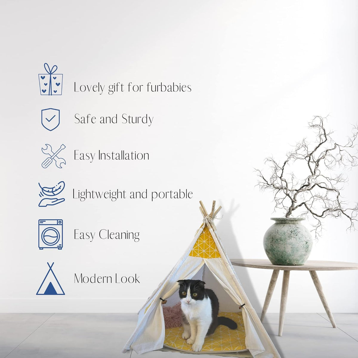 E-L208 POKO LOKO Pet Teepee for Small Dog or Cat (Yellow Trellis)