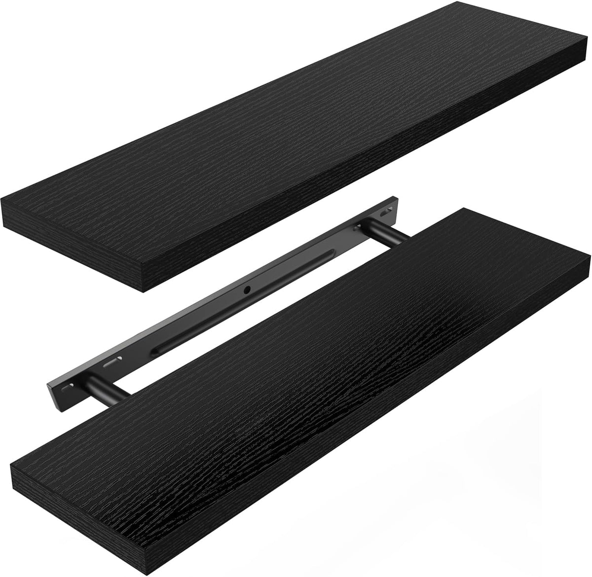 D-L40 AMADA HOME FURNISHING Floating Shelves 24x7&quot; AMFS05 (Black) 2/Box