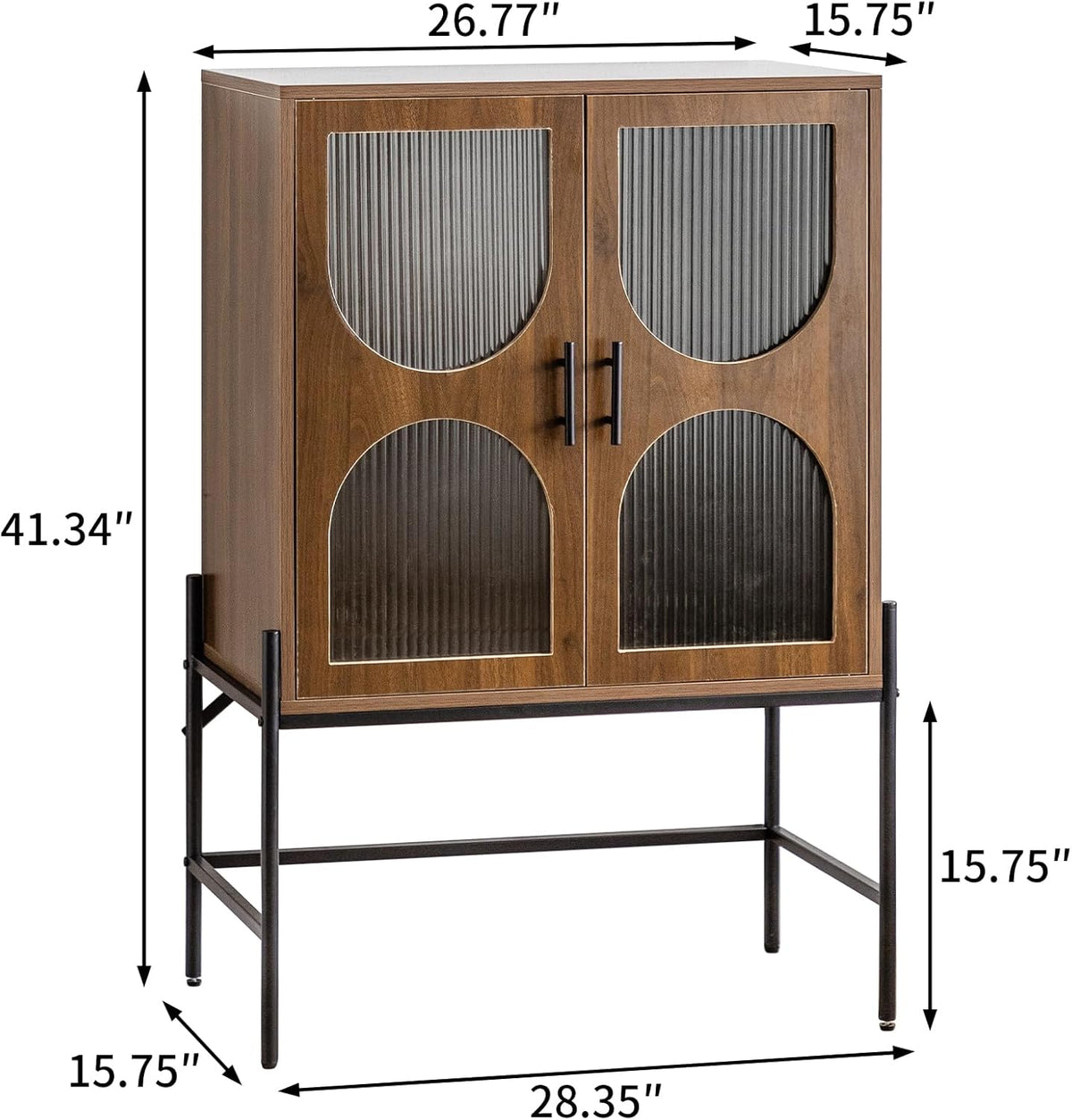 A-L39 HOLLYHOME Wooden Storage Cabinet w/Glass Doors 41.3&quot; Accent Buffet Cabinet