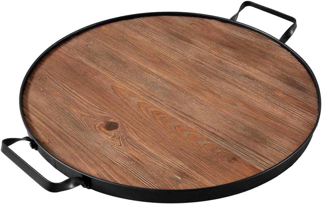 D-L4 THIRTEEN CHEFS Wine Barrel Serving Tray 20.5&quot; Round