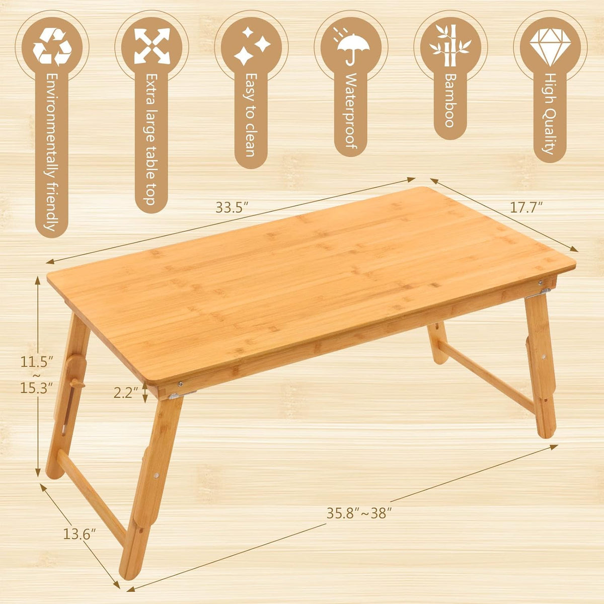 C-L139 Adjustable Lap Desk, Bamboo