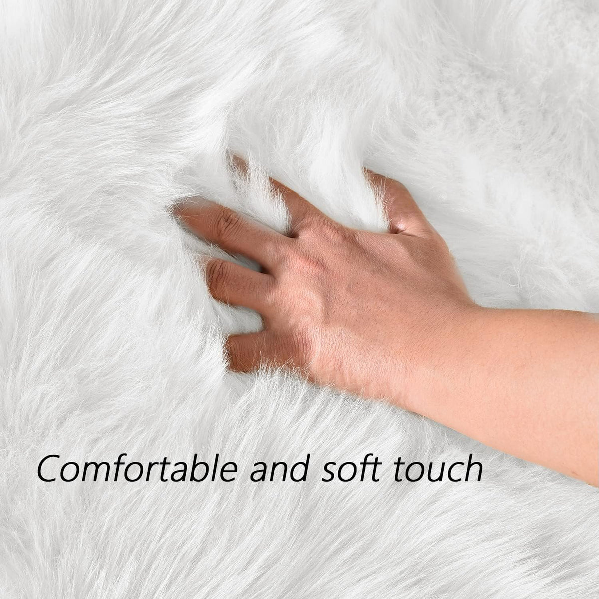 D-L133 LATEPIS Faux Fur Rug Rectangle (White) 6x8