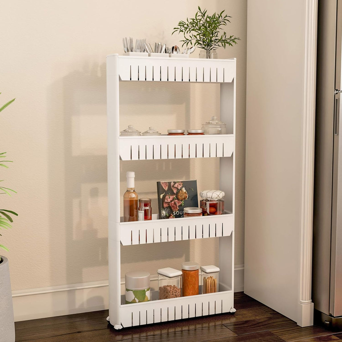 D-L118 4 Tier Storage Organizer Rack (White)