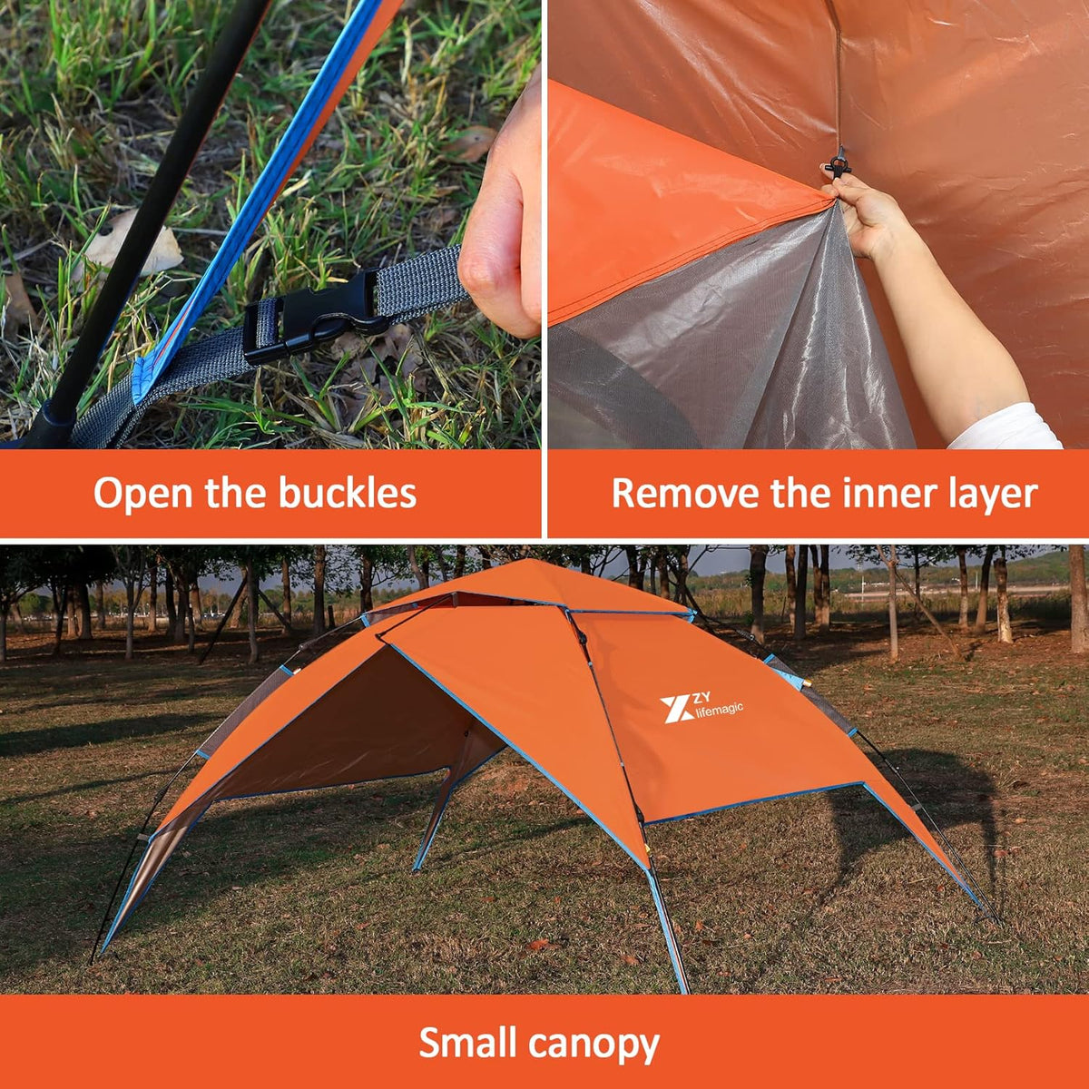 D-L45 ZYLIFEMAGIC Pop Up Camping Tent Double Layer (ARMY GREEN *NOT ORANGE*)