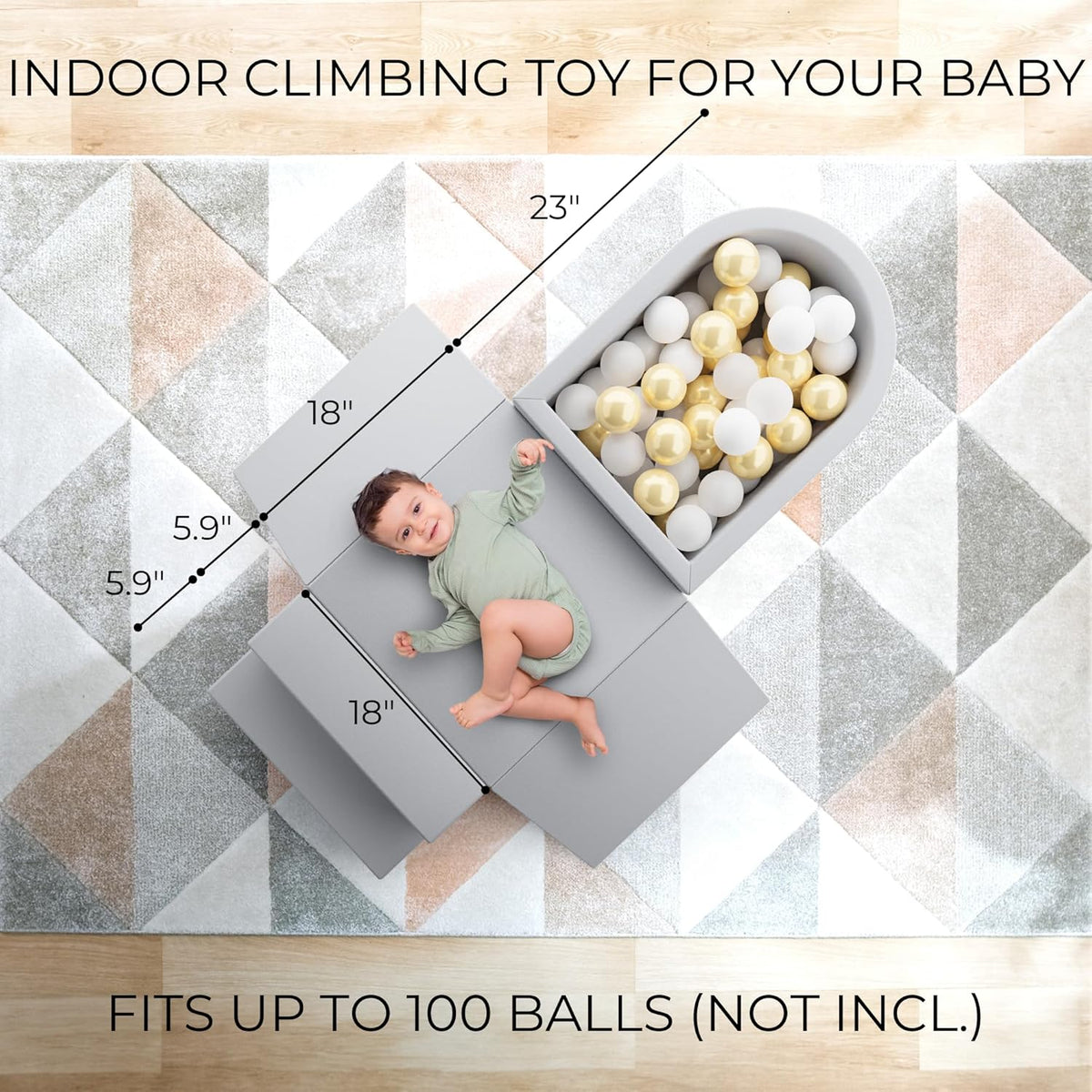 D-L15 ZICOTO Toddler Climbing Toy Set (Grey) *Balls Not Included*