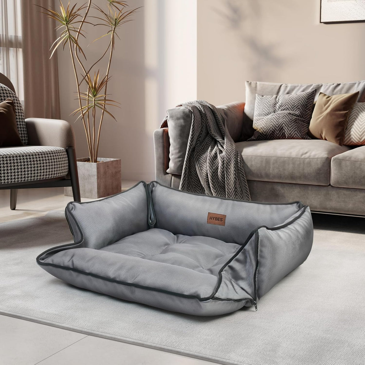 E-L221 Hybes Oxford Pet Bed Large (Grey)