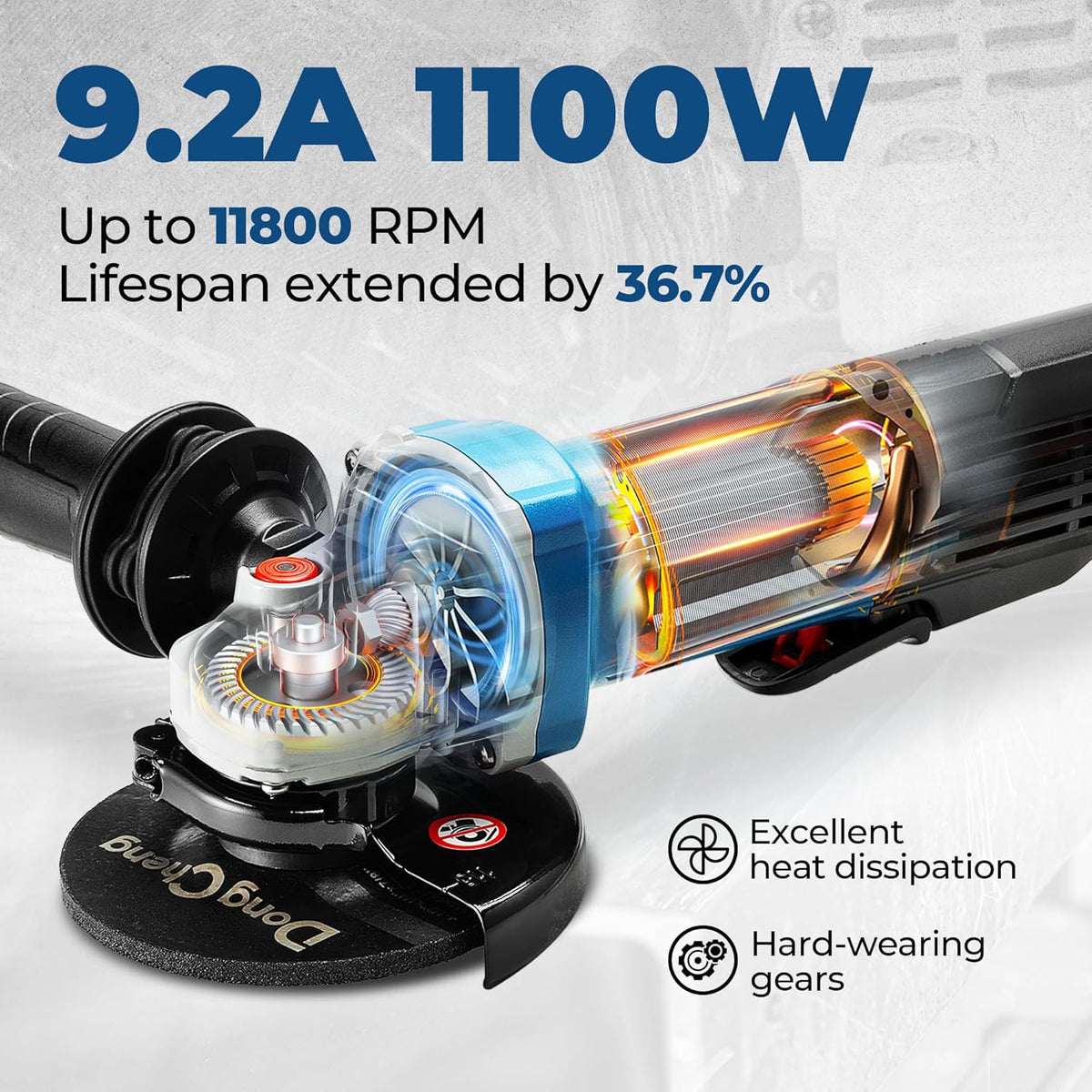 B-L126 DONG CHENG DSM17-115P Angle Grinder 9.2 AMP 4.5&quot;