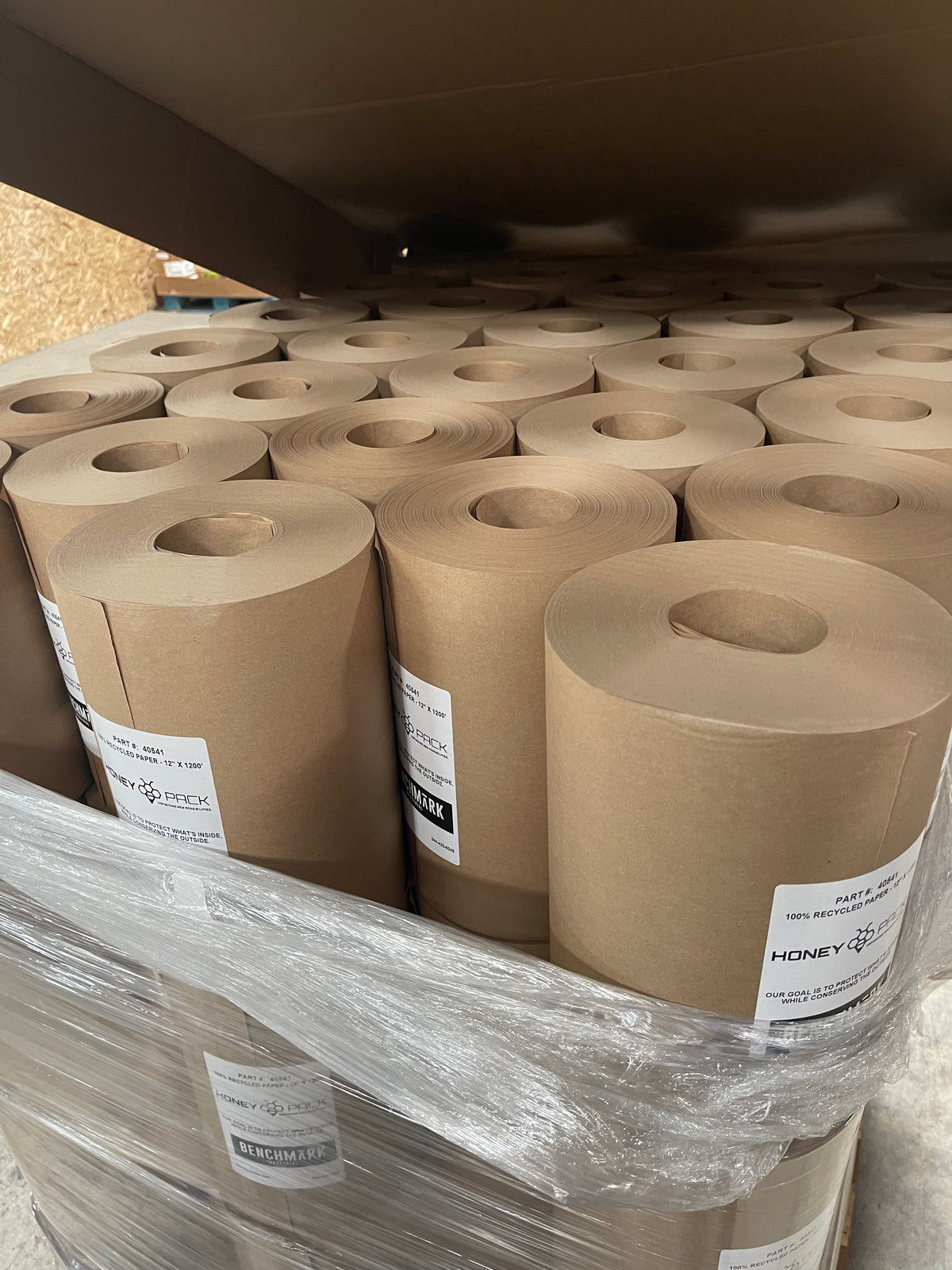 17th 15b Lot #48 Large Pallet of 100% Recycled Paper 12”x1200’ Packing Paper