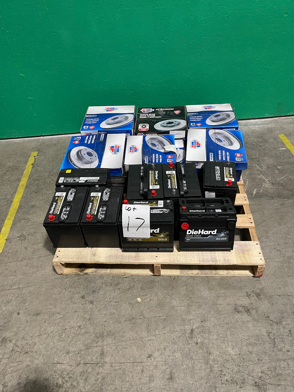 17b Lot #17 Pallet Of Break Rotors And Car Batteries