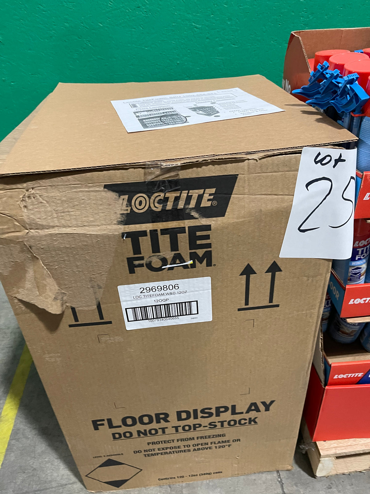 16a Lot #25 Pallet Of Loctite Tite Foam Window And Door In A Floor Display