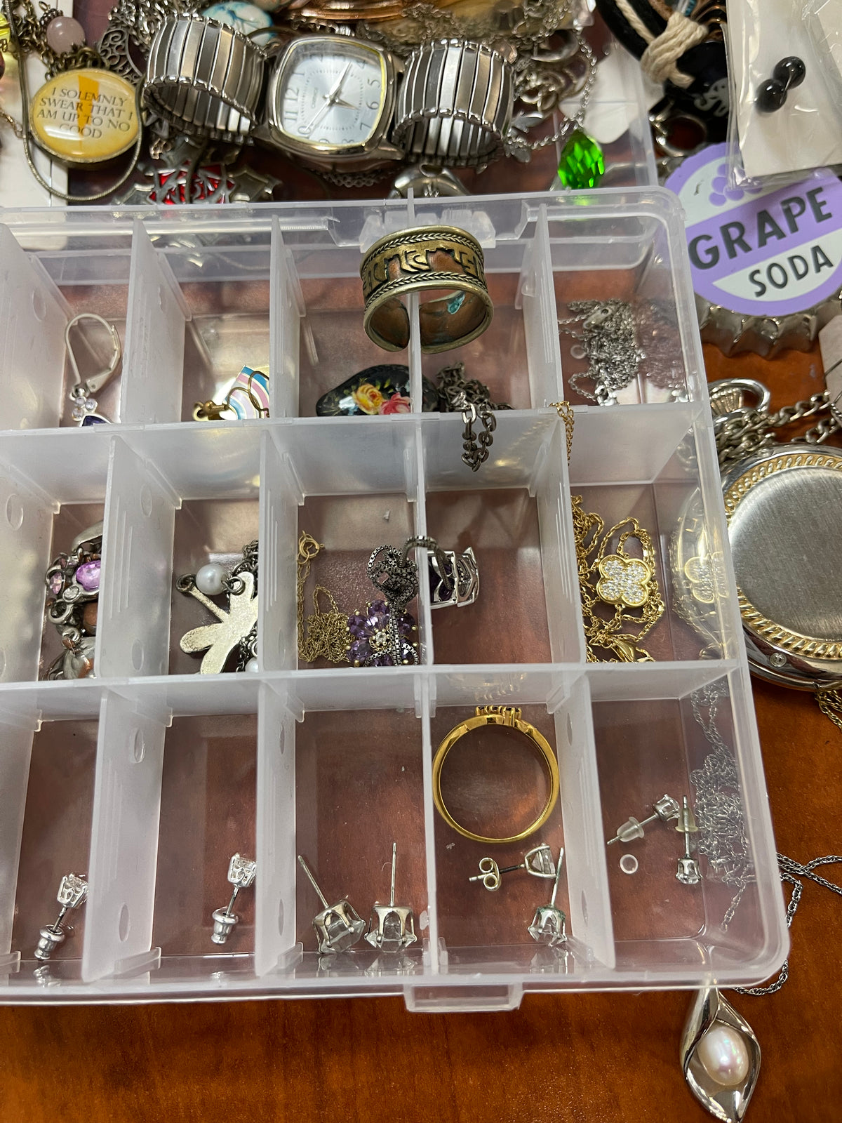 Lot #37 Lot Of Jewelry Most Costume Jewelry Some Marked Silver Unverified See Photos!