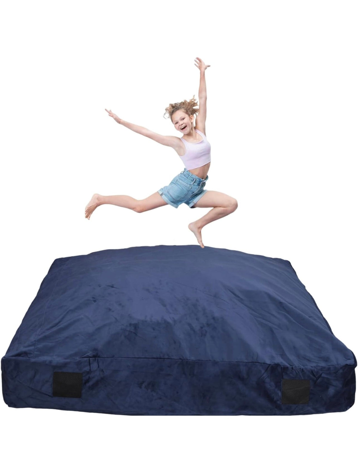 C-L187 MoonCube 5x5&#39; Sensory Crash Pad For Kids, Oversized Landing Zone (Navy)