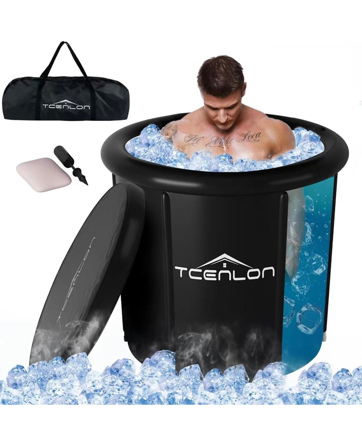 C-L32 TCENLON Portable Ice Bath Tub, 30x32&quot; 100 Gallon, Freestanding