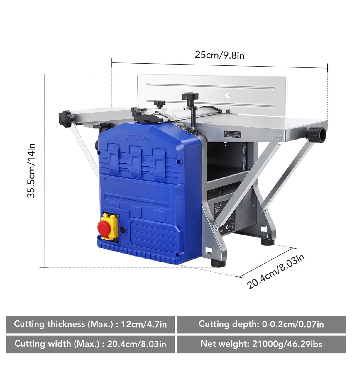 C-L29 Benchtop Wood Planer, Low Noise, 1250W