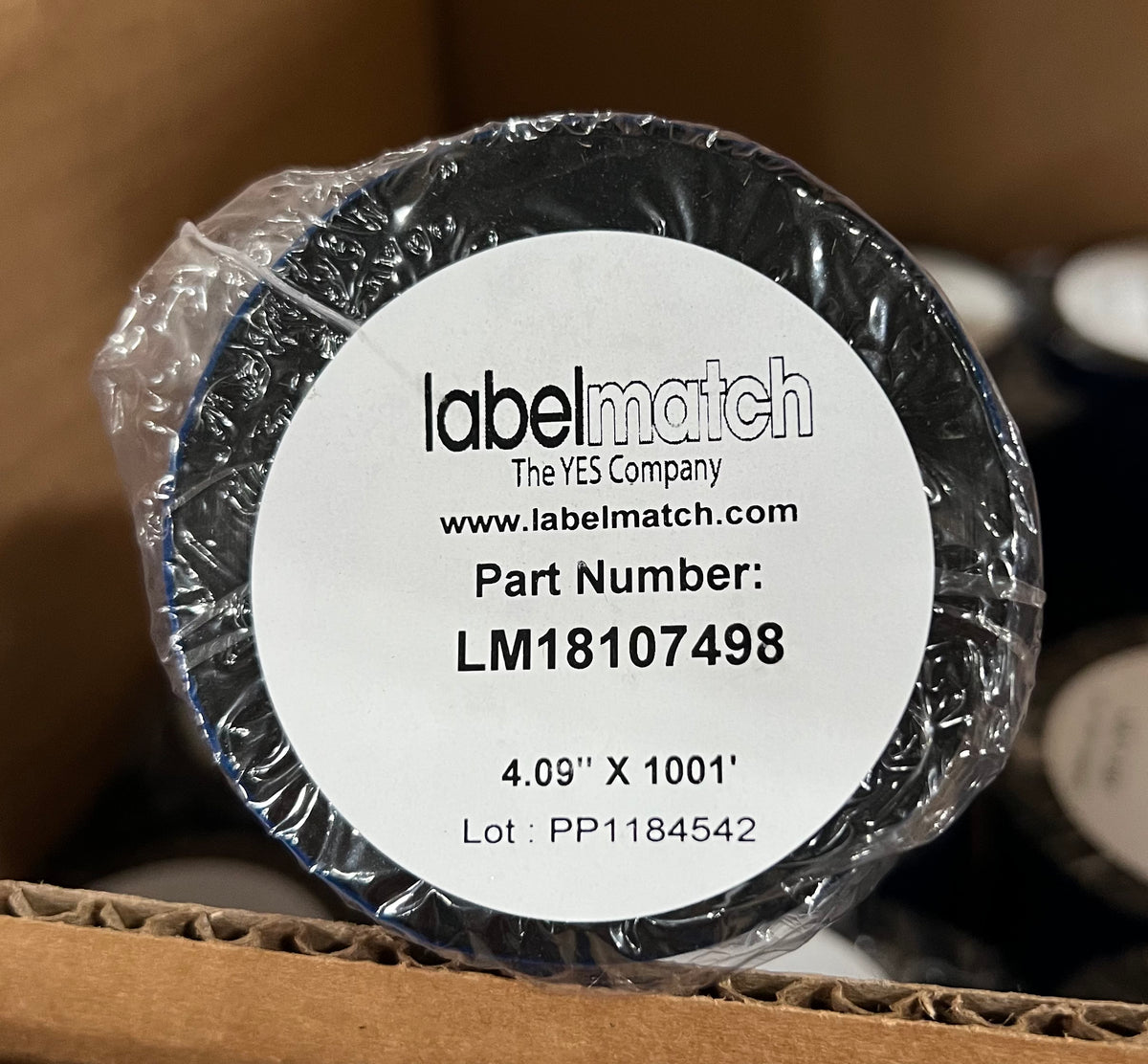 D-L90 12x LabelMatch Thermal Transfer Ribbon 4.09&quot; x 1001&#39; - MP Wax, Genuine DNP (Black)