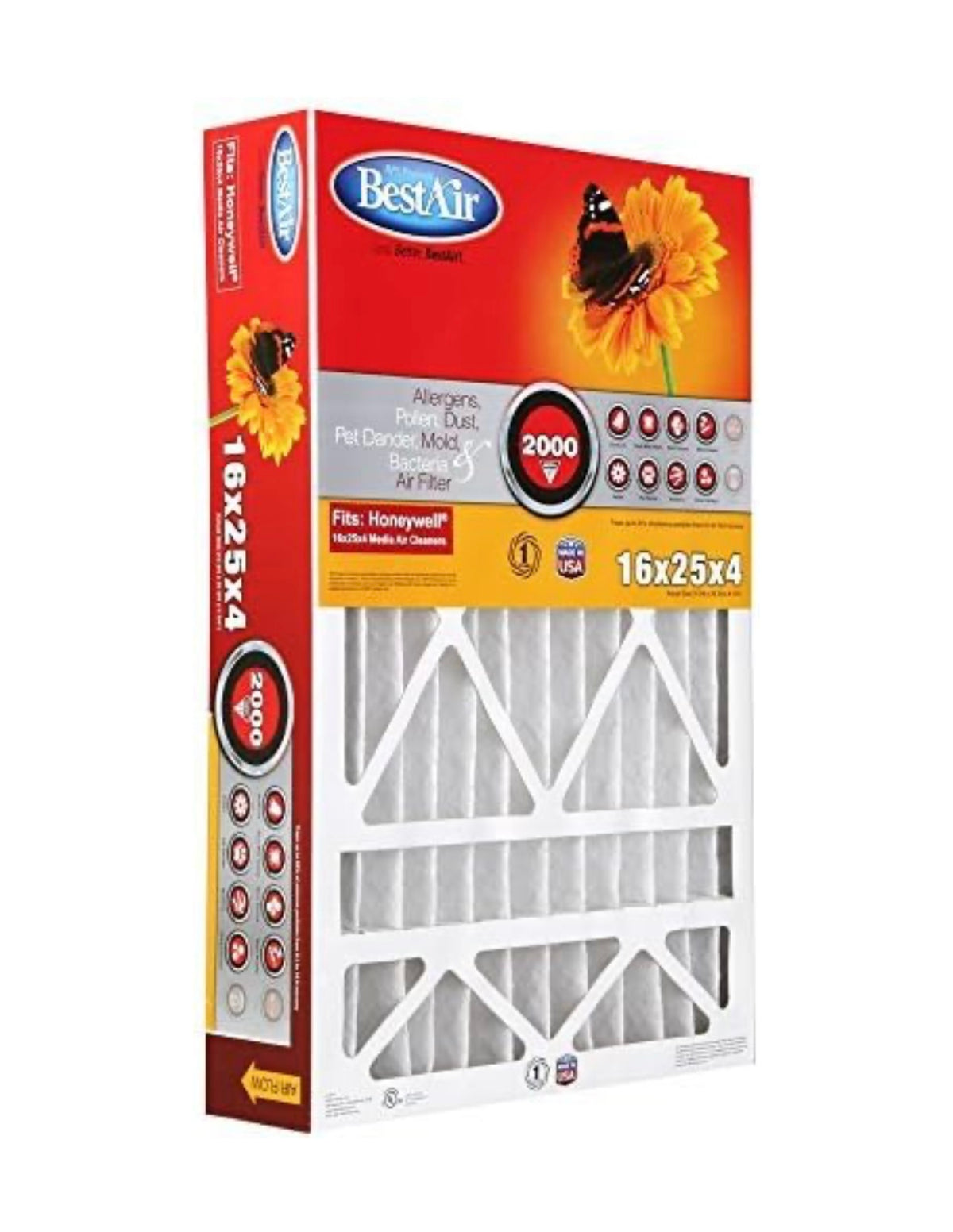 A-L72 BestAir HoneyWell 16x25x4 Air Filter Pack Of 2