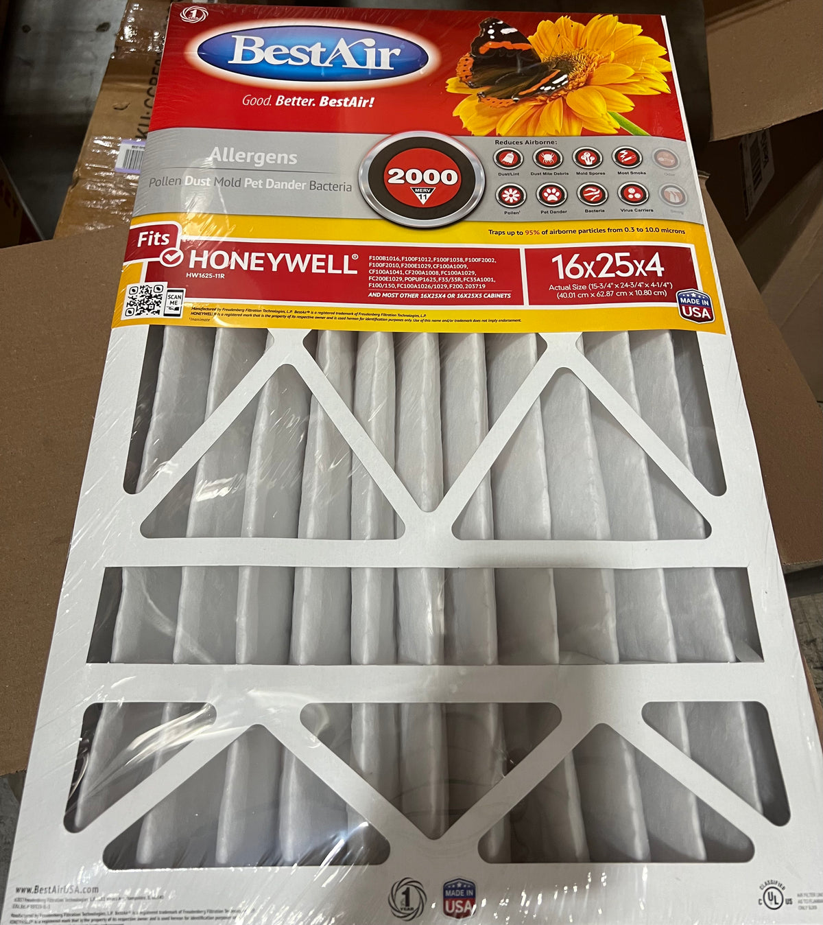 A-L72 BestAir HoneyWell 16x25x4 Air Filter Pack Of 2