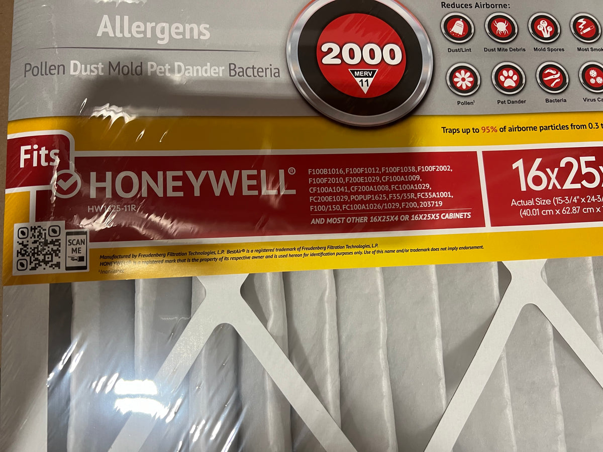 A-L72 BestAir HoneyWell 16x25x4 Air Filter Pack Of 2