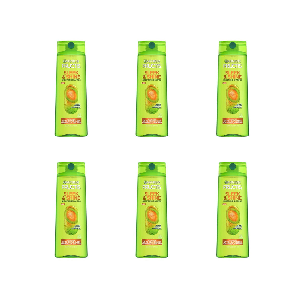 A-L126 6x Garnier Fructic Sleek &amp; Shine Smoothing Shampoo, 6 Bottles Of 12.5oz