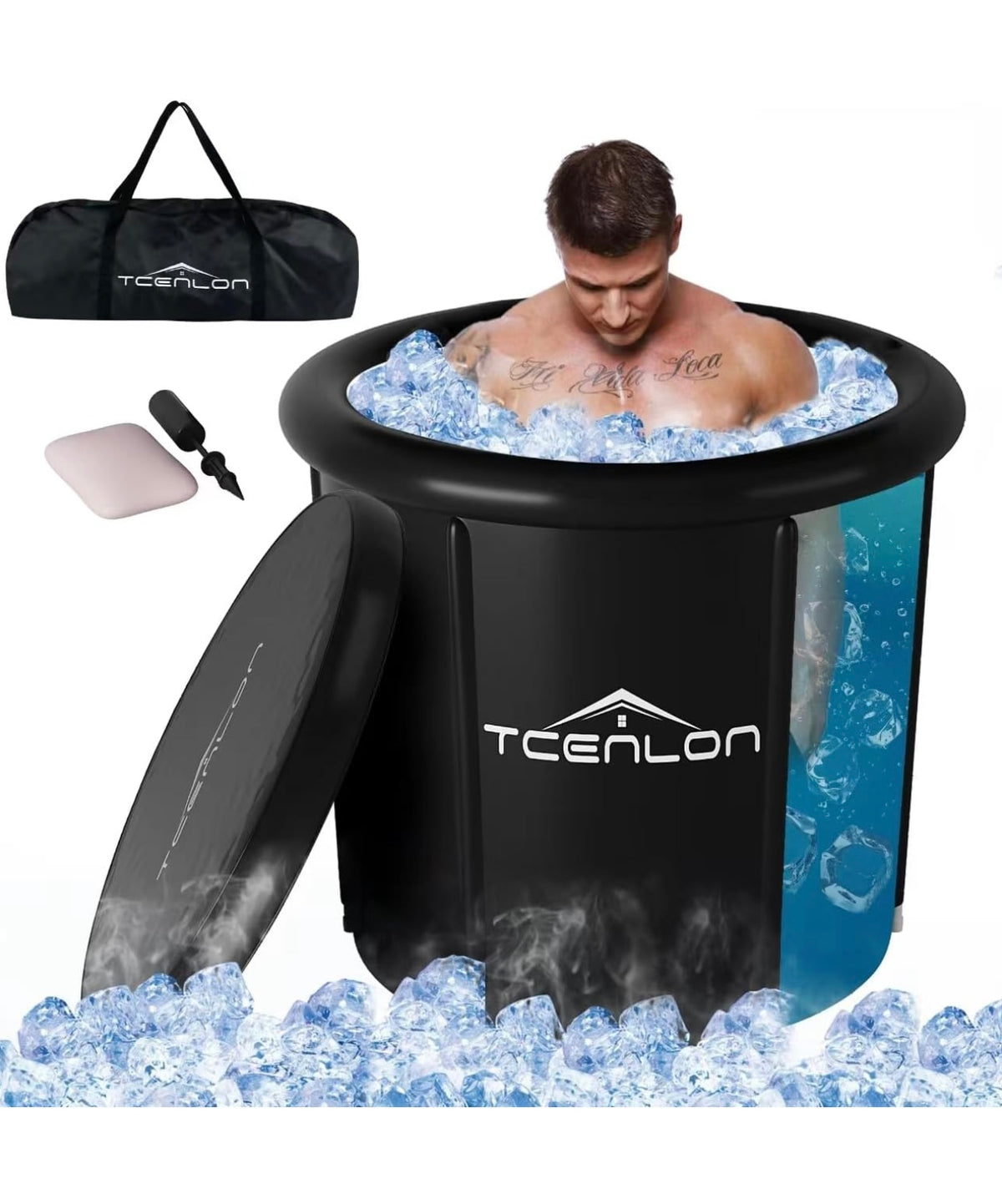 D-L37 TCENLON Portable Ice Bath Tub &amp; Set Up Kit, 30x32&quot; 100 Gallon