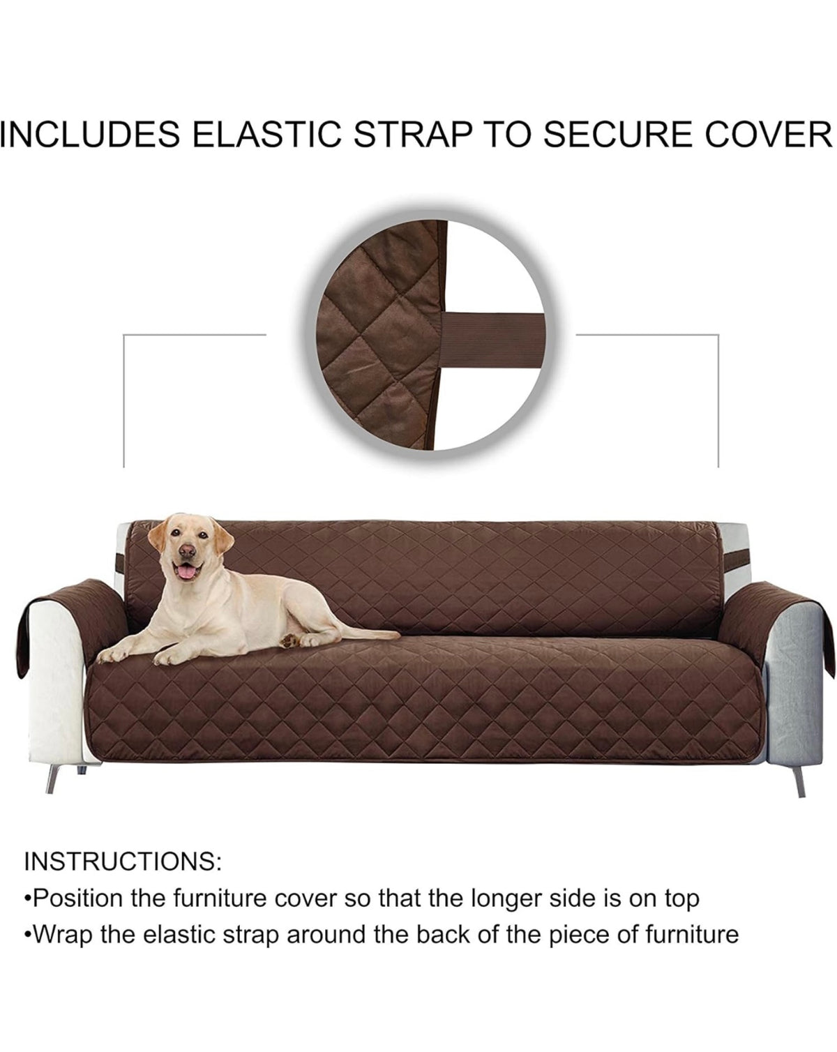 C-L49 E-Living 78&quot; Reversible Furniture Protecter, Machine Washable, Fits Over Sized Sofas (Beige)