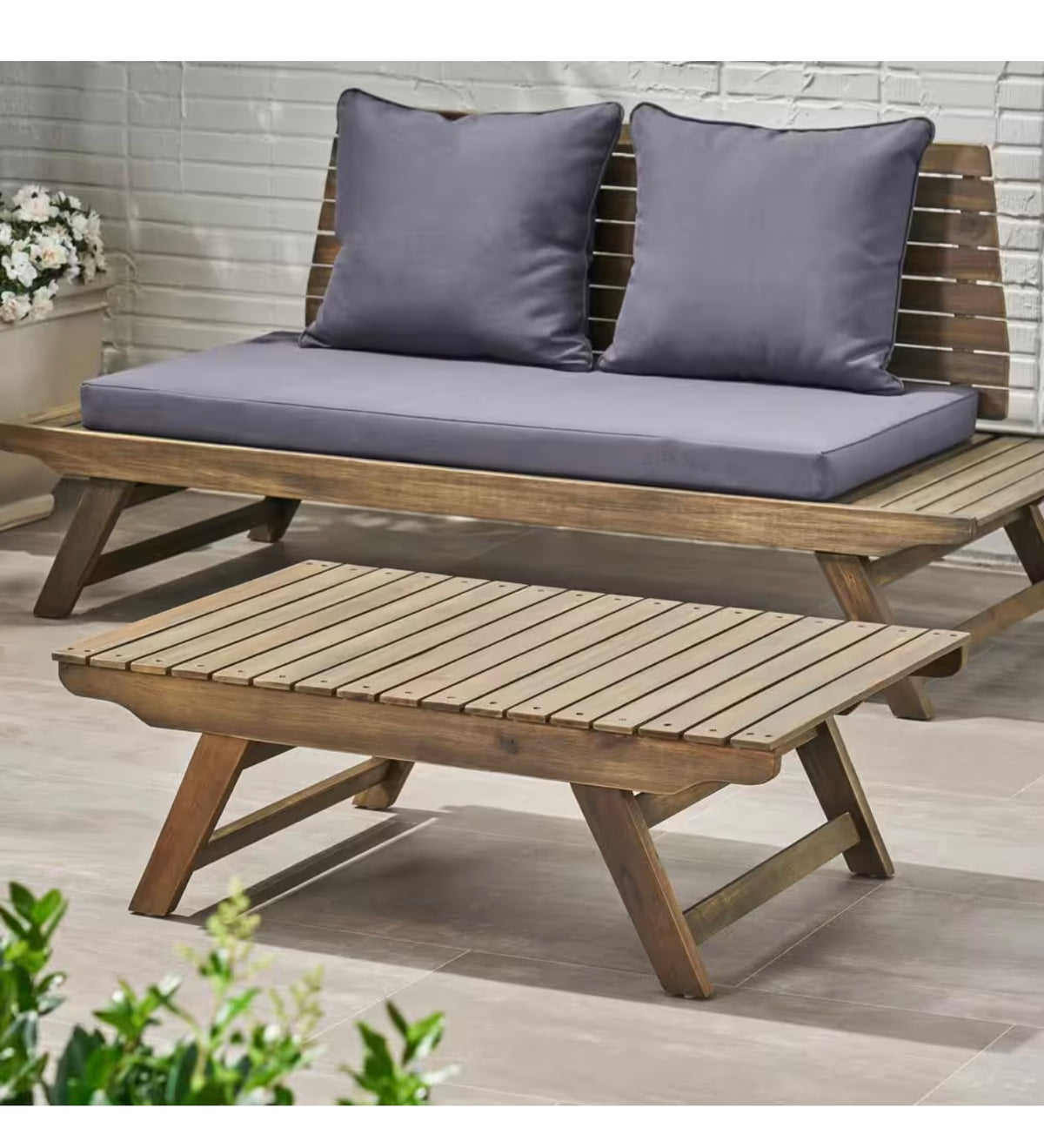 C-L67 Noble House 37&quot; Rectangular Acacia Wood Outdoor Patio Coffee Table (Sedona Grey)