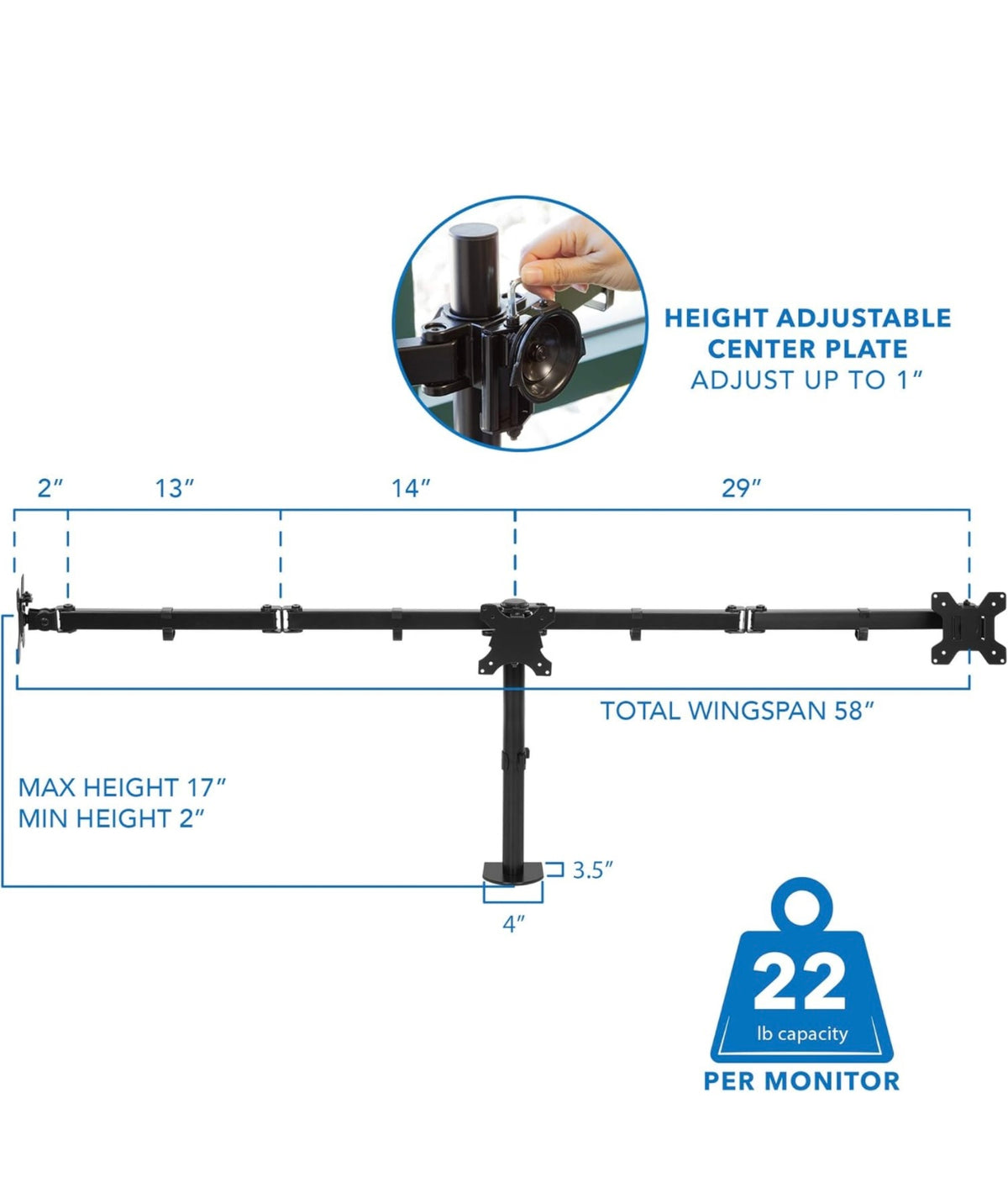 C-L98 Mount-It! Triple Monitor Mount, 3 Computer Screen Desk Stand, Fits Up 32&quot; Displays