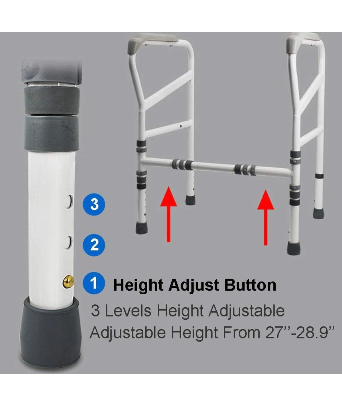 D-L197 HePesTer Toilet Safety Rails, Foldable &amp; Assembly Free Adjustable Height