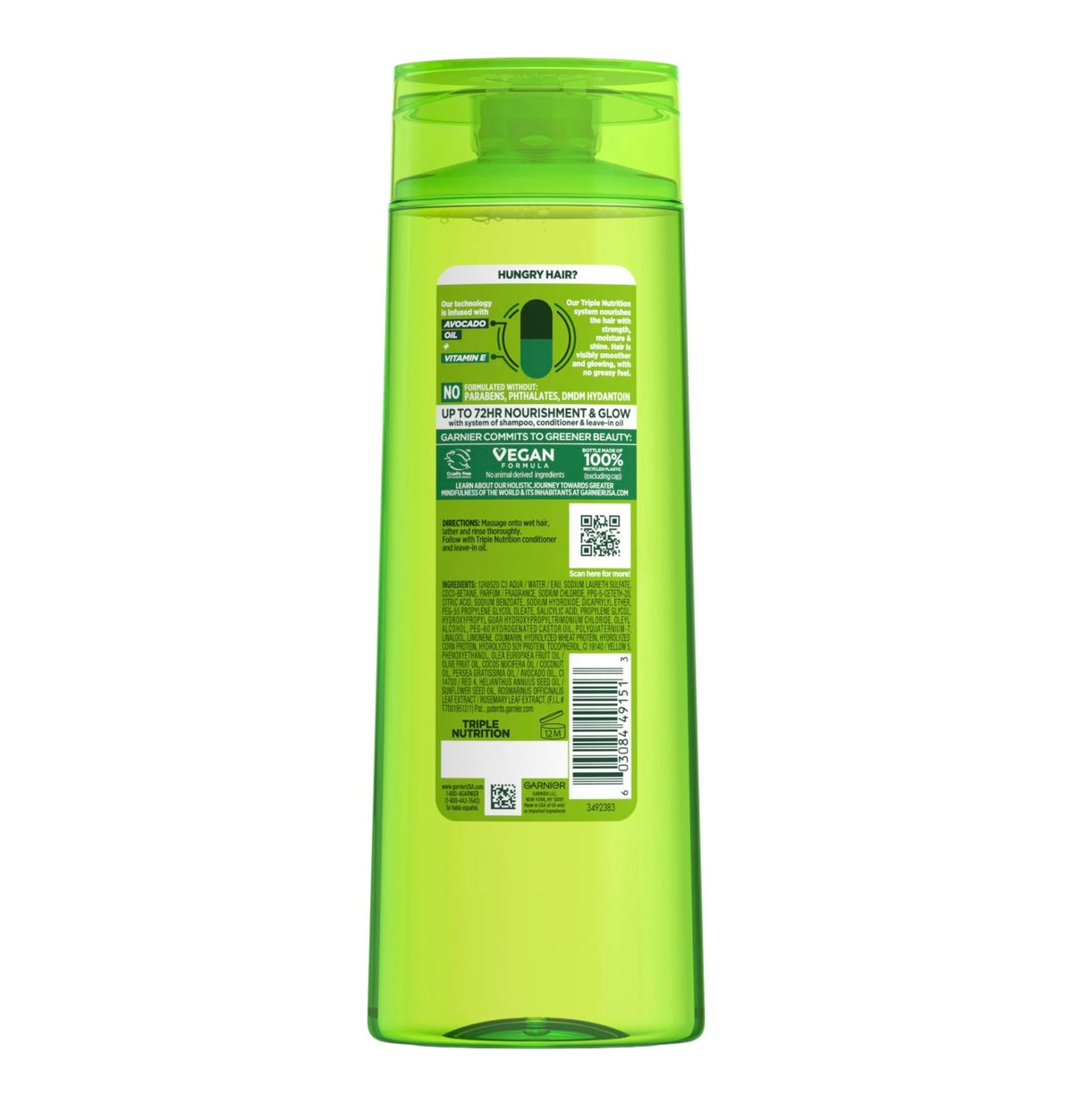 D-L249 6x Garnier Fructis Triple Nutrition Nourishing Shampoo, 12.5oz/6 Bottles