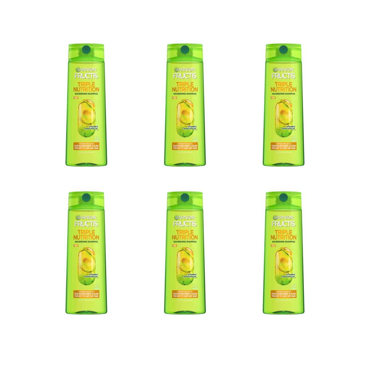 D-L249 6x Garnier Fructis Triple Nutrition Nourishing Shampoo, 12.5oz/6 Bottles