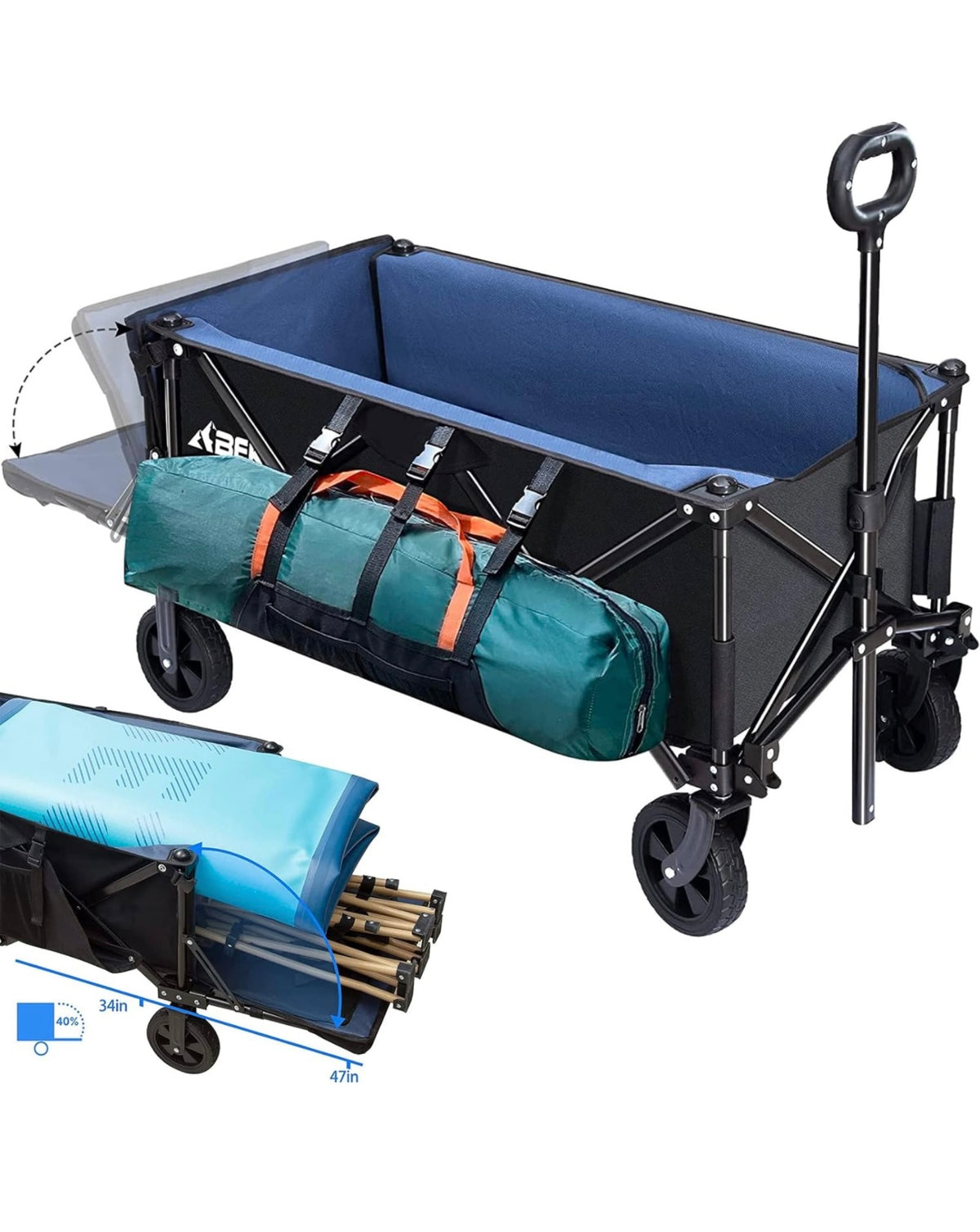 E-L12 BEKA Folding Wagon Cart, Heavy Duty