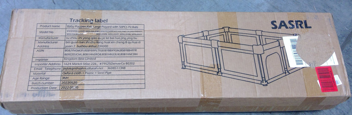 C-L167 SASRL Baby Playpen w/50 Piece Pit Balls 79x63x26&quot;