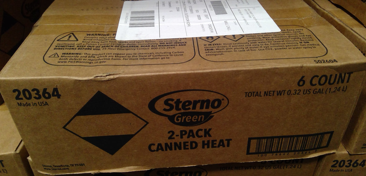 D-L114 Sterno Green Canned Heat 2.25 Hour Burn Time, 12/Box