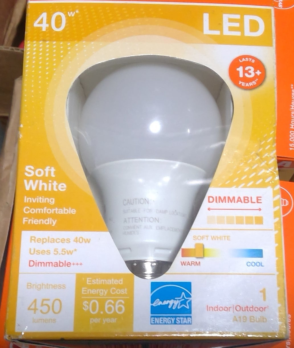 E-L9 6x Sylvania LED Lightbulb, 40 Watt, Dimmable (Soft White)