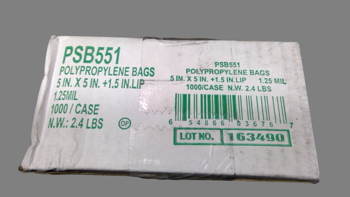 A-L187  1000x Polypropylene Bags 5&quot;x5&quot;