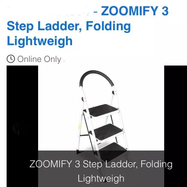 A-L202 Zoomify 3 Step Ladder, 400lb Capacity (White)