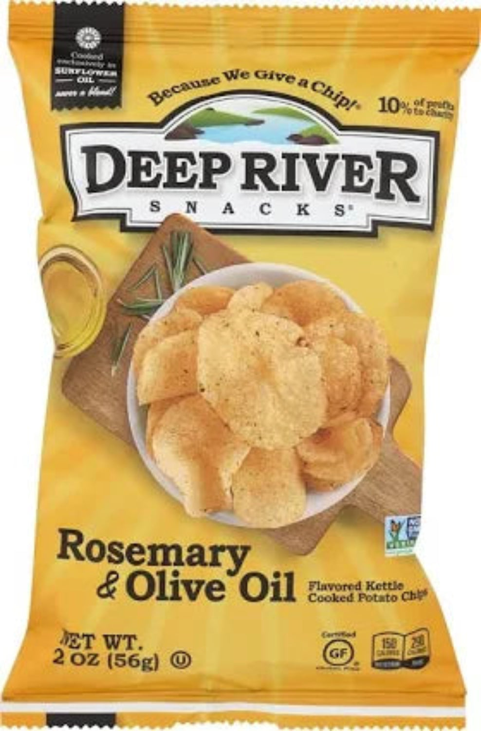 D-L46  22x DEEP RIVER Snacks Rosemary &amp; Olive Oil Kettle Potato Chips 2oz Bags